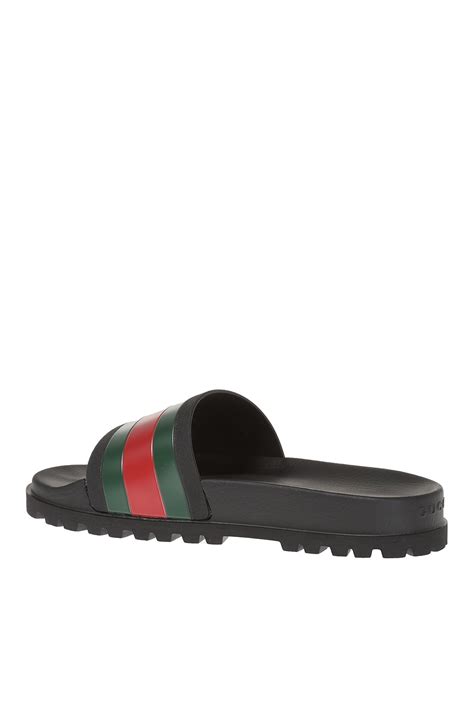 gucci klapki gumowe|gucci black leather slippers.